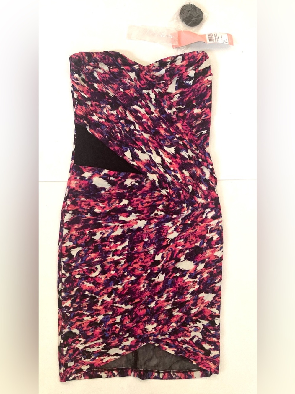 NEW LIPSY London Pleated Bandeau Mesh Panel Jasmine Print Mini Dress size 0